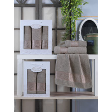  Набір рушників Gulcan Cotton — Ornament Capuccino 50*90 (2 шт.)+70*140 (1 шт.)