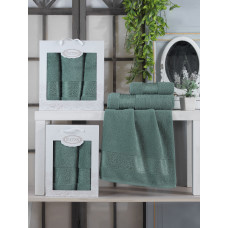  Набір рушників Gulcan Cotton — Ornament Green 50*90 (2 шт.)+70*140 (1 шт.)