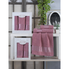 Набір рушників Gulcan Cotton — Ornament Pudra 50*90 (2 шт.)+70*140 (1 шт.)