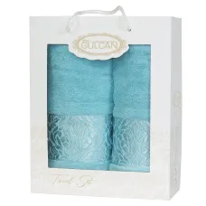 Набір рушників Gulcan Cotton - Flower Ornament Turkuaz  50*90+70*140