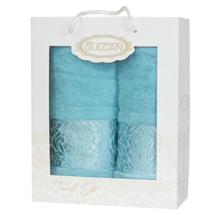 Набір рушників Gulcan Cotton - Flower Ornament Turkuaz  50*90+70*140