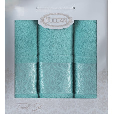 Набір рушників Gulcan Cotton - Flower Ornament Turkuaz  50*90 (2шт.)+70*140 (1шт.)