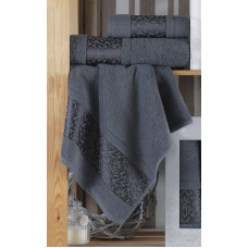 Набір рушників Gulcan Cotton - Flower Ornament Grey 50*90 (2шт.)+70*140 (1шт.)