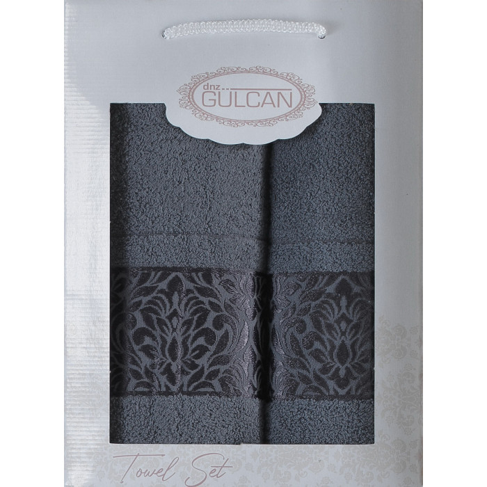 Набір рушників Gulcan Cotton - Flower Ornament Grey 50*90+70*140