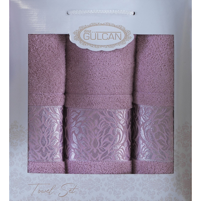 Набір рушників Gulcan Cotton - Flower Ornament Podwer  50*90 (2шт.)+70*140 (1шт.)