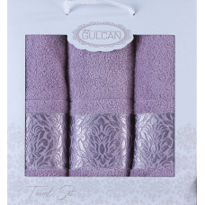 Набір рушників Gulcan Cotton - Flower Ornament Leylak  50*90 (2шт.)+70*140 (1шт.)