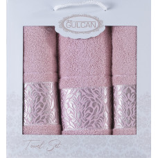Набір рушників Gulcan Cotton - Flower Ornament Pink 50*90 (2шт.)+70*140 (1шт.)