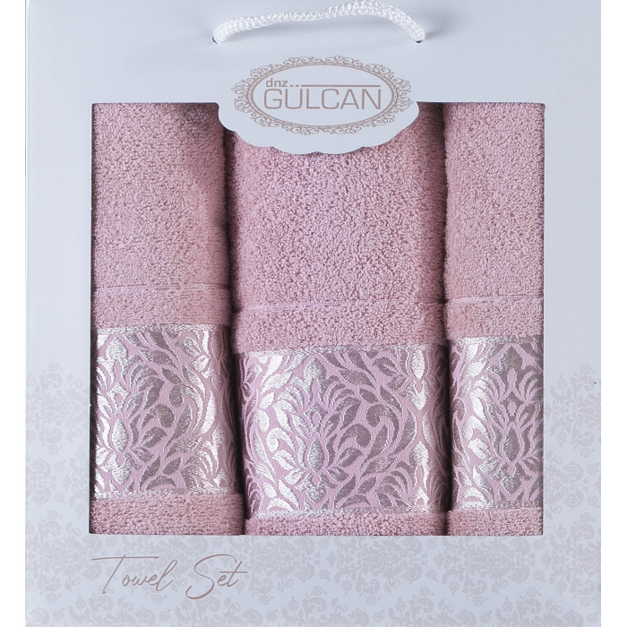 Набір рушників Gulcan Cotton - Flower Ornament Pink  50*90 (2шт.)+70*140 (1шт.)