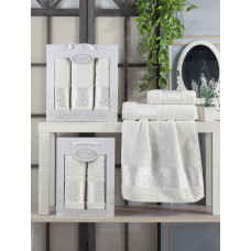 Набір рушників Gulcan Cotton - Flower Ornament White 50*90 (2шт.)+70*140 (1шт.)