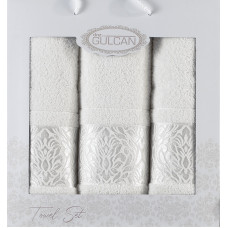 Набір рушників Gulcan Cotton - Flower Ornament White 50*90 (2шт.)+70*140 (1шт.)