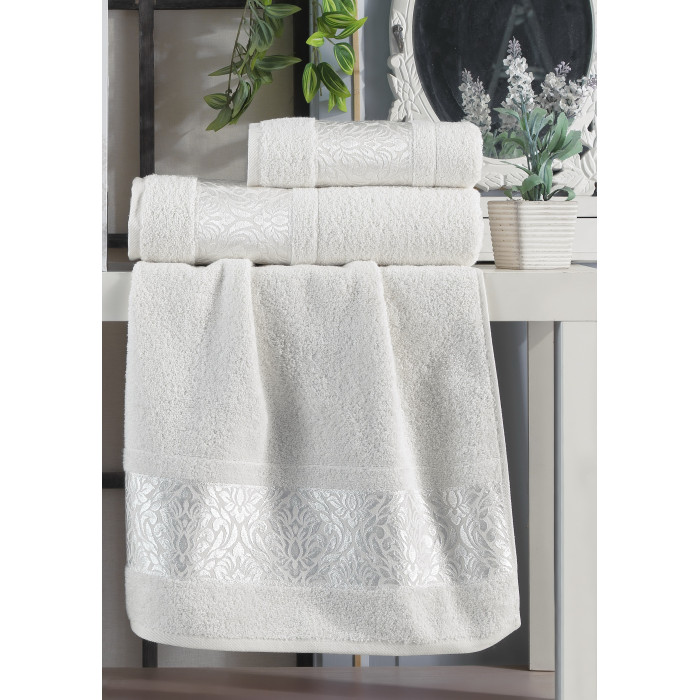 Набір рушників Gulcan Cotton - Flower Ornament White 50*90+70*140