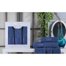  Набір рушників Gulcan Cotton — Ornament Blue 50*90 (2 шт.)+70*140 (1 шт.)