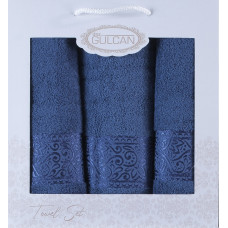  Набір рушників Gulcan Cotton — Ornament Blue 50*90 (2 шт.)+70*140 (1 шт.)