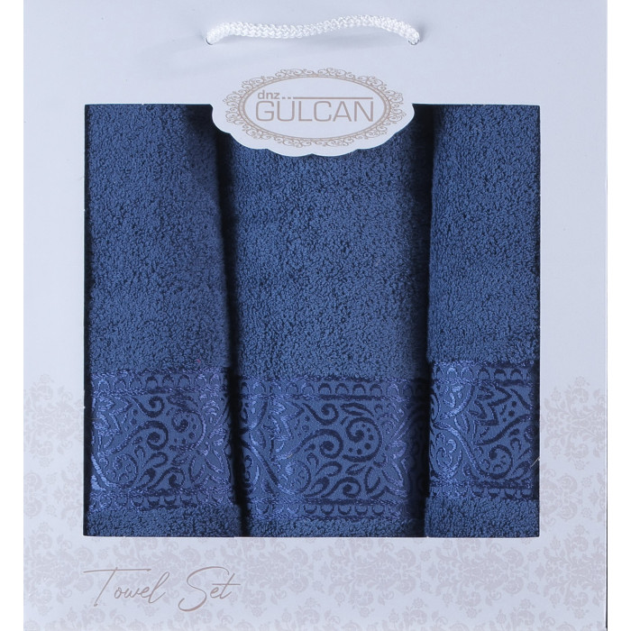  Набір рушників Gulcan Cotton — Ornament Blue 50*90 (2 шт.)+70*140 (1 шт.)