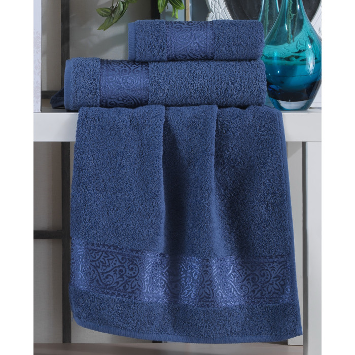  Набір рушників Gulcan Cotton — Ornament Blue 50*90 (2 шт.)+70*140 (1 шт.)