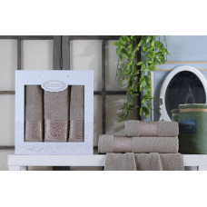  Набір рушників Gulcan Cotton — Ornament Capuccino 50*90 (2 шт.)+70*140 (1 шт.)