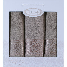  Набір рушників Gulcan Cotton — Ornament Capuccino 50*90 (2 шт.)+70*140 (1 шт.)