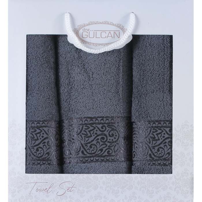 Набір рушників Gulcan Cotton — Ornament Grey 50*90 (2 шт.)+70*140 (1 шт.)