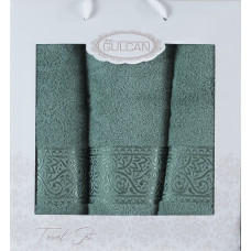  Набір рушників Gulcan Cotton — Ornament Green 50*90 (2 шт.)+70*140 (1 шт.)
