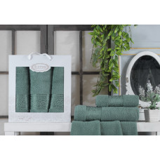  Набір рушників Gulcan Cotton — Ornament Green 50*90 (2 шт.)+70*140 (1 шт.)