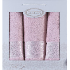  Набір рушників Gulcan Cotton — Ornament Pink 50*90 (2 шт.)+70*140 (1 шт.)