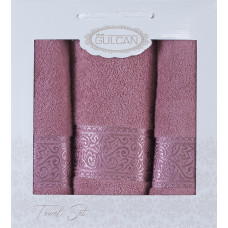  Набір рушників Gulcan Cotton — Ornament Pudra 50*90 (2 шт.)+70*140 (1 шт.)
