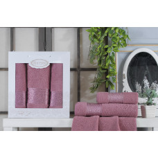  Набір рушників Gulcan Cotton — Ornament Pudra 50*90 (2 шт.)+70*140 (1 шт.)