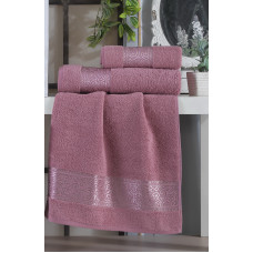  Набір рушників Gulcan Cotton — Ornament Pudra 50*90 (2 шт.)+70*140 (1 шт.)