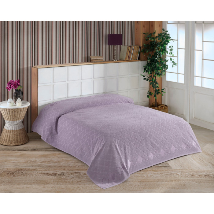 Махрове простирадло-покривало  Gulcan Cotton Vancleef  200x220  колір бузковий