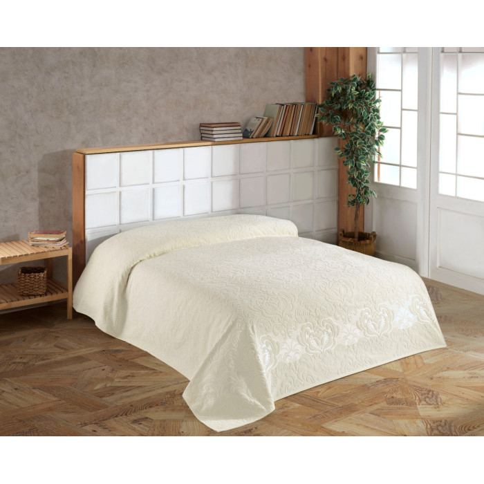 Махрове простирадло-покривало Gulcan Cotton 200x220 Royal Touch колір молочний