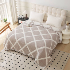 Покривало - плед муслінове Malloory Home Nordic ,бежевий ,з бахромою з 4 сторін 160х230 