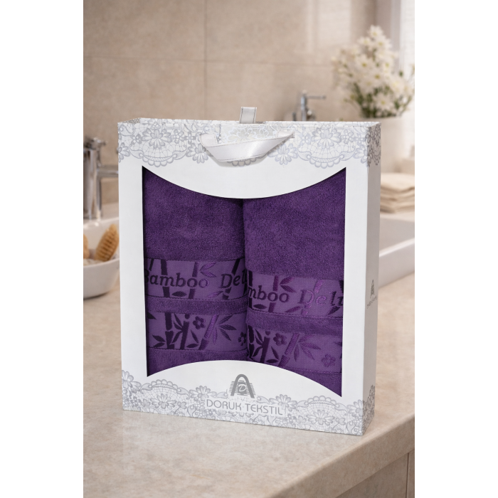 Набір  бамбукових рушників  Doruk  Tekstil  50*90+70*140  Bamboo Delux Violet