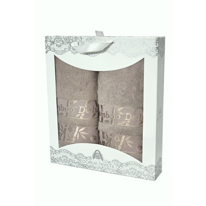Набор  бамбуковых  полотенец  Doruk  Tekstil  50*90+70*140  Bamboo Delux Beige