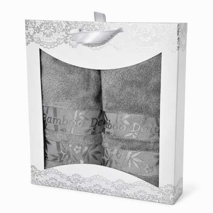Набір  бамбукових рушників  Doruk  Tekstil  50*90+70*140  Bamboo Delux Grey