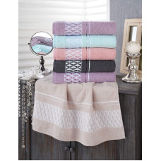 Набір махрових рушників Gulcan Cotton Romb 50*90+70*140 , м'ятний , 100% бавовна