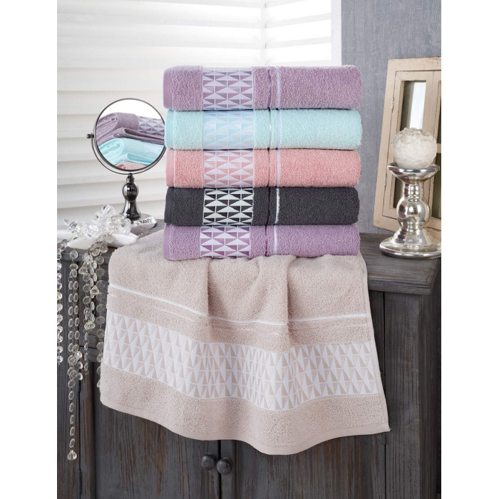 Набір махрових рушників Gulcan Cotton Romb 50*90+70*140 , бузковий , 100% бавовна