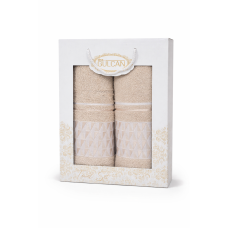 Набір махрових рушників Gulcan Cotton Romb 50*90+70*140 , бежевий , 100% бавовна