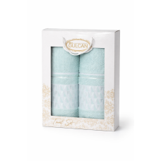 Набір махрових рушників Gulcan Cotton Romb 50*90+70*140 , м'ятний , 100% бавовна
