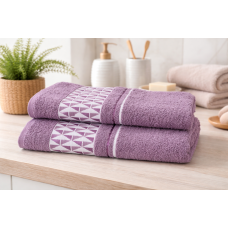 Набір махрових рушників Gulcan Cotton Romb 50*90+70*140 , бузковий , 100% бавовна