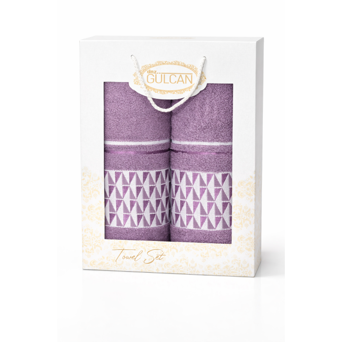 Набір махрових рушників Gulcan Cotton Romb 50*90+70*140 , бузковий , 100% бавовна