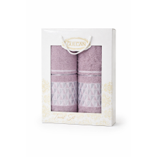 Набір махрових рушників Gulcan Cotton Romb 50*90+70*140 , пильна роза , 100% бавовна
