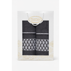 Набір махрових рушників Gulcan Cotton Romb 50*90+70*140 , графіт , 100% бавовна