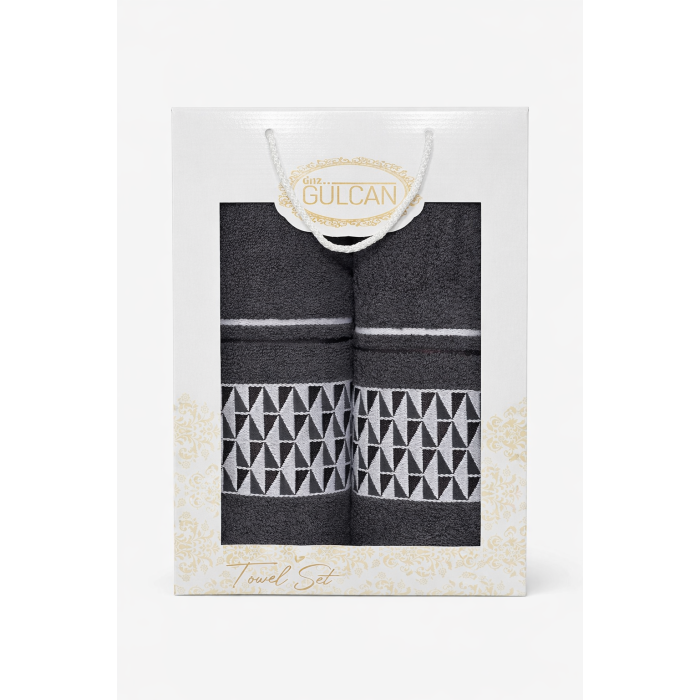 Набір махрових рушників Gulcan Cotton Romb 50*90+70*140 , графіт , 100% бавовна