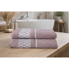 Набір махрових рушників Gulcan Cotton Romb 50*90+70*140 , пильна роза , 100% бавовна