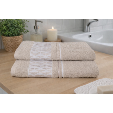 Набір махрових рушників Gulcan Cotton Romb 50*90+70*140 , бежевий , 100% бавовна