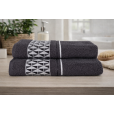 Набір махрових рушників Gulcan Cotton Romb 50*90+70*140 , графіт , 100% бавовна