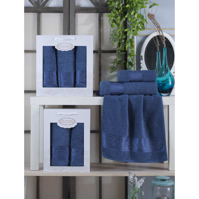Набір рушників Gulcan Cotton - Ornarment Blue 50*90+70*140